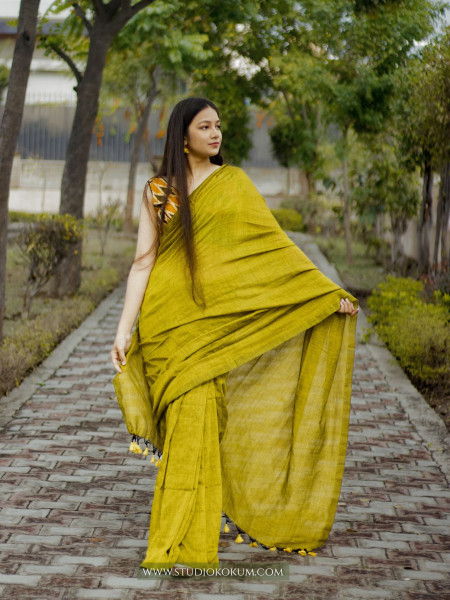 Golden Ash – Handloom Golden Dual Tone Cotton Saree