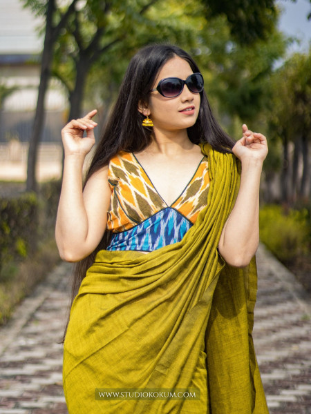 Golden Ash – Handloom Golden Dual Tone Cotton Saree