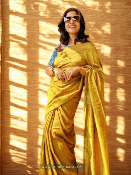 Golden Ash – Handloom Golden Dual Tone Cotton Saree