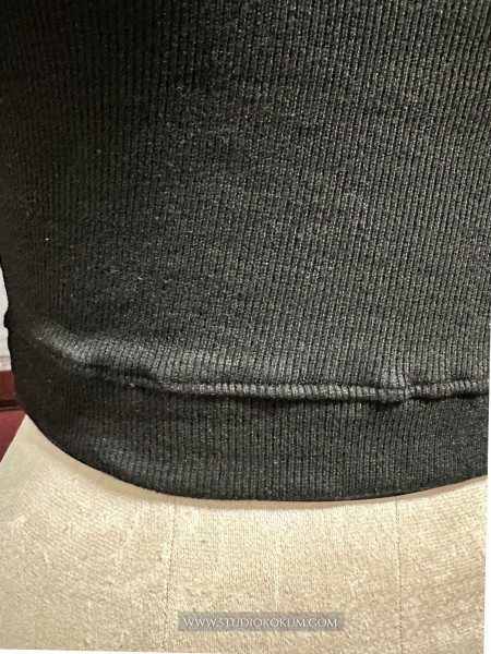 Elbow Sleeves Stretchable Blouse in Black Colour