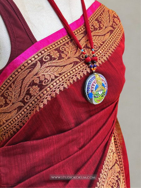 Dhara: Handloom Maroon Cotton Silk Saree