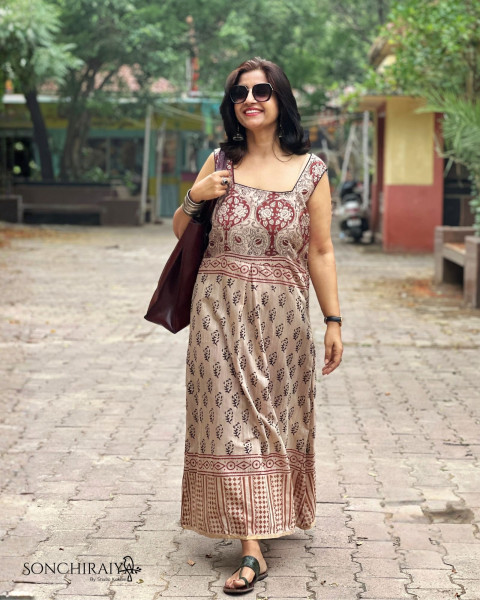 Avni: Handloom Cotton Silk Block Print Dress
