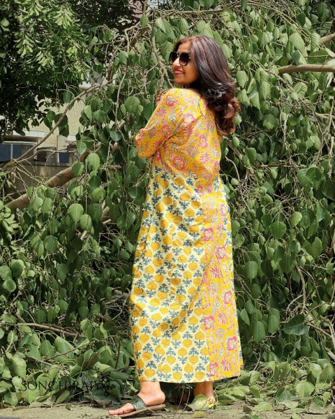 Aditi : Jaipuri Mulmul Cotton A Line Dress