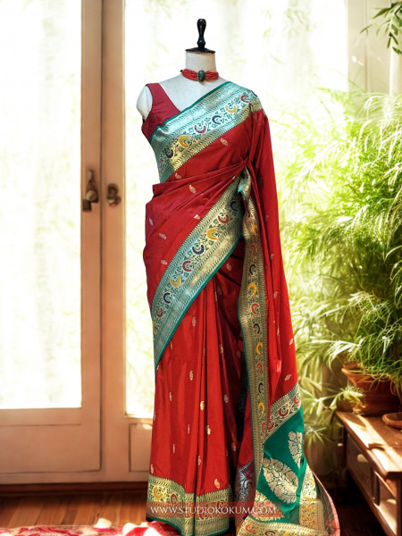 ROOPA: RED MEENAKARI BANARASI SILK SARI