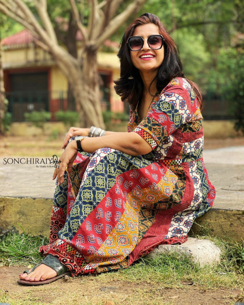 Aashna: Ajrakh Cotton Kali Dress