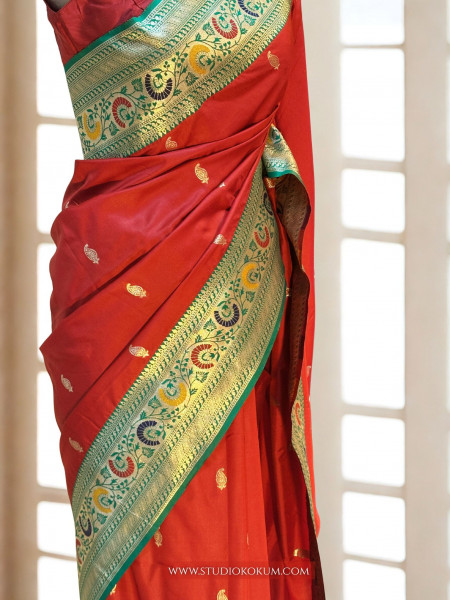 ROOPA: RED MEENAKARI BANARASI SILK SARI