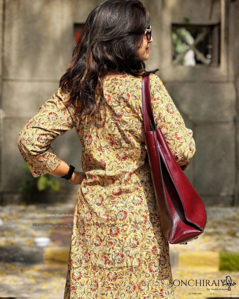 Akshita: Yellow Handloom Kalamkari Dress