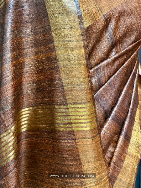 Mahika: Brown Woven Pure Tussar Silk Saree