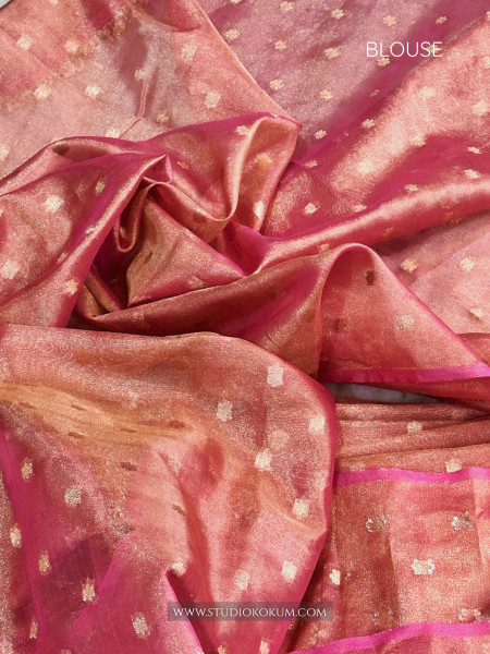 Sitara: Pink Tssue Silk Saree with Gota Zari