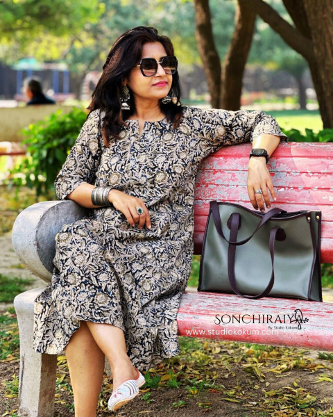 Image of Arushi: Black Handloom Kalamkari Dress