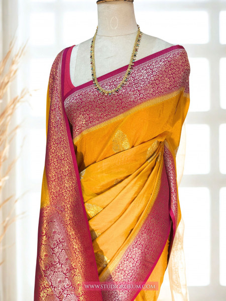 Diya : Yellow Crepe Georgette Banarasi Saree