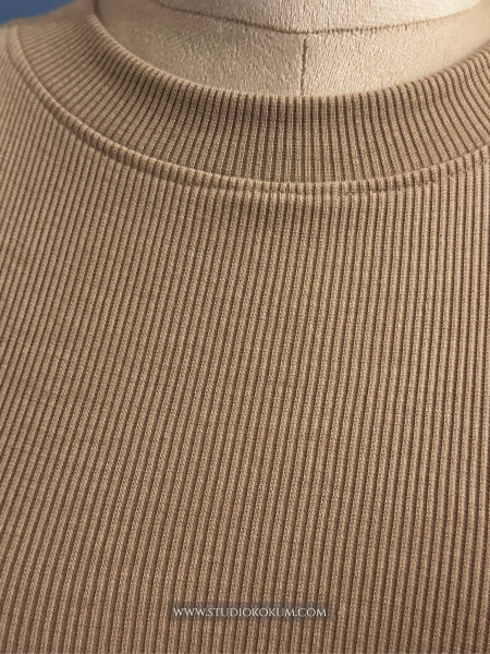 Elbow Sleeves Stretchable Blouse in Beige Colour