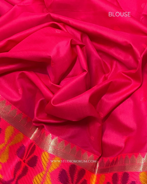Baani: Fuchsia Ikkat Silk Saree