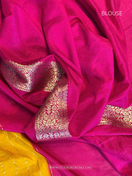 Diya : Yellow Crepe Georgette Banarasi Saree