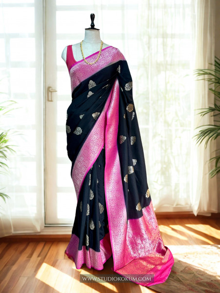 Mohini: Black Crepe Georgette Banarasi Saree