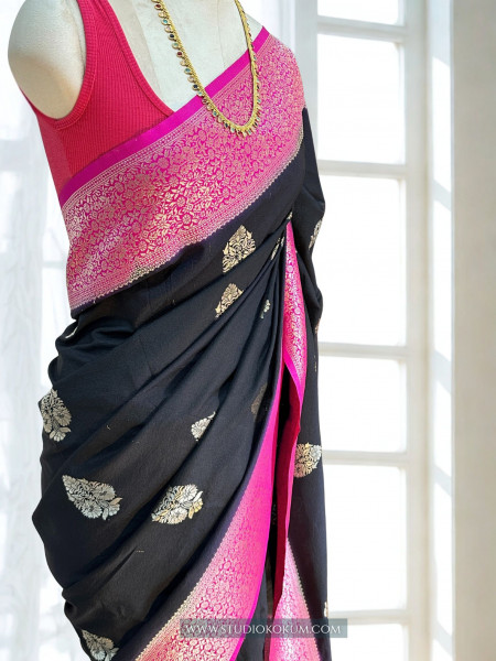 Mohini: Black Crepe Georgette Banarasi Saree