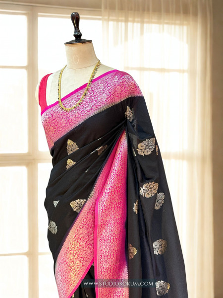 Mohini: Black Crepe Georgette Banarasi Saree