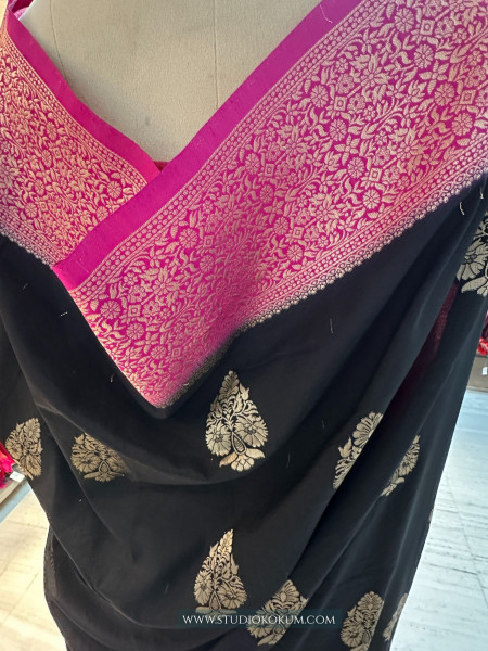 Mohini: Black Crepe Georgette Banarasi Saree