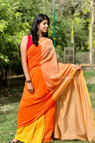 Antara: Handloom Cotton Sarees in Pop Colorblock Aesthetic