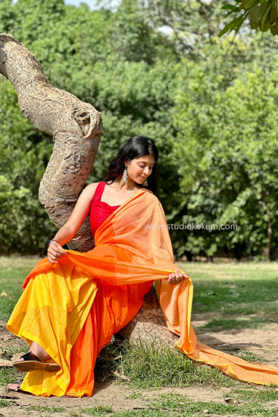 Antara: Handloom Cotton Sarees in Pop Colorblock Aesthetic