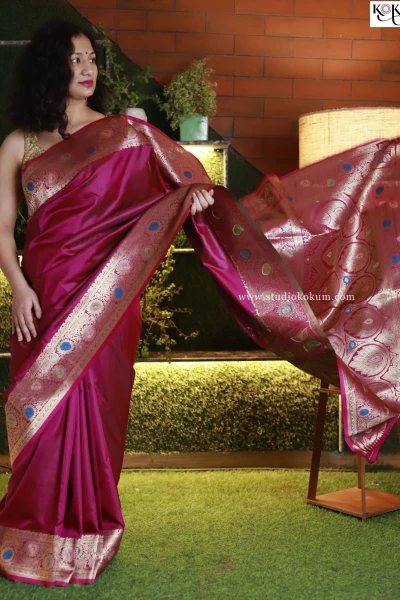 Chanchala - Pink (Fuchsia) Soft Silk Banarasi Saree