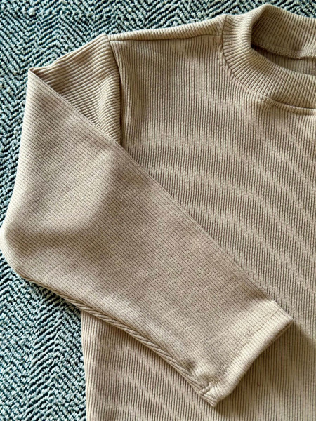 Elbow Sleeves Stretchable Blouse in Beige Colour