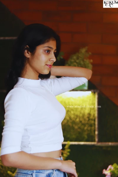 Image of Elbow Sleeves Stretchable Blouse in White Colour