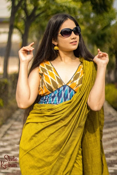 Golden Ash – Handloom Golden Dual Tone Cotton Saree