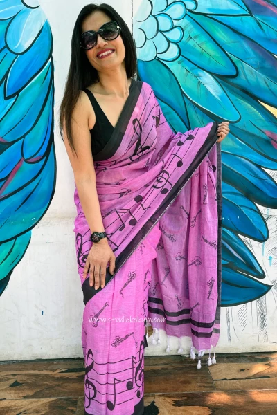 Jamun: Pure Mul Cotton Saree in Mauve Colour