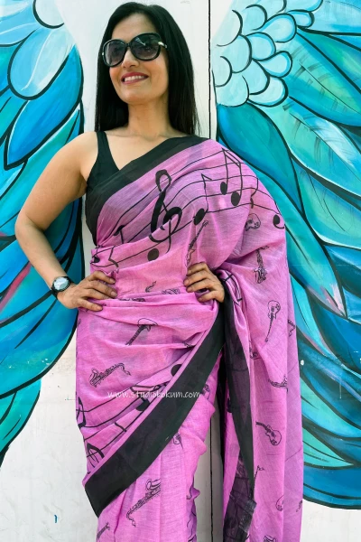 Jamun: Pure Mul Cotton Saree in Mauve Colour