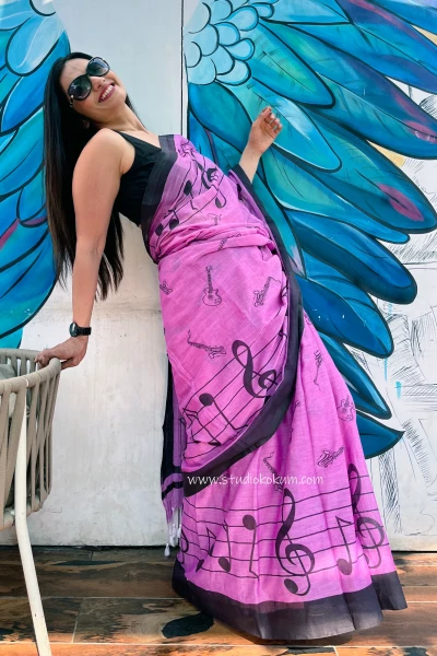 Jamun: Pure Mul Cotton Saree in Mauve Colour