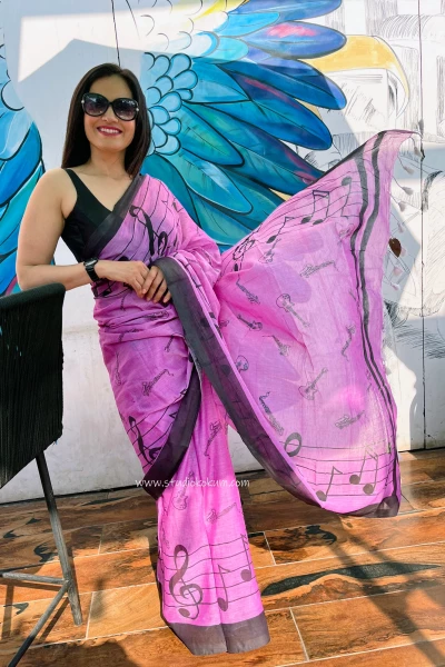 Jamun: Pure Mul Cotton Saree in Mauve Colour