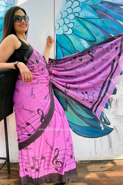 Jamun: Pure Mul Cotton Saree in Mauve Colour