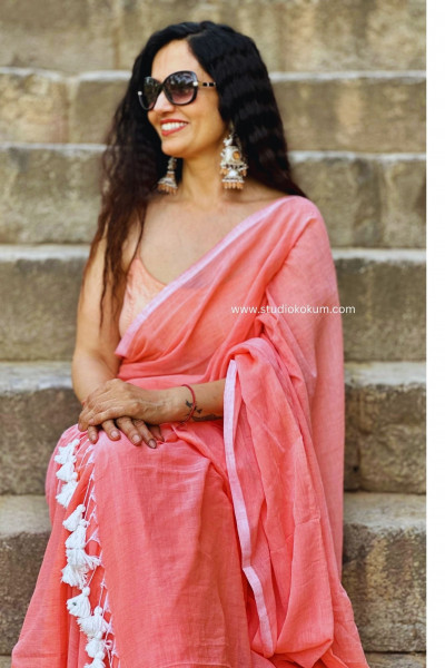 Kadambari : Peach Colour Soft Mul Cotton Saree