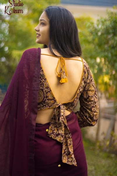 kala Khatta - Big Sitara Work Plain Maroon Saree