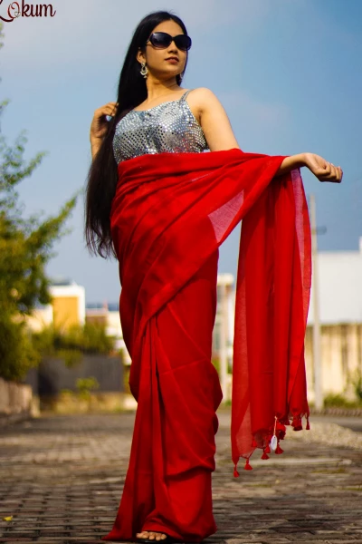 Lal Ishq – Hand-Woven Cotton Red Saree