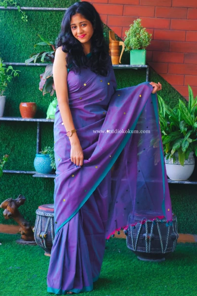 Image of Lavender Luminance - Lavender Colour Cotton Saree