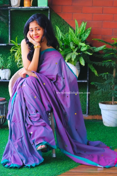 Lavender Luminance - Lavender Colour Cotton Saree