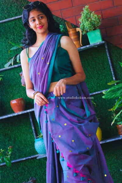 Lavender Luminance - Lavender Colour Cotton Saree