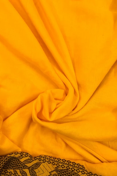 Lemony Hues - Pure Handloom Cotton Yellow and Turquoise Colour Saree