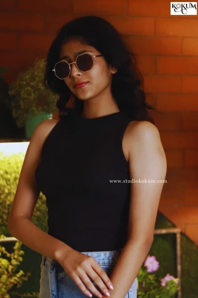 Image of Sleeveless Hosiery Blouse in Black Colour