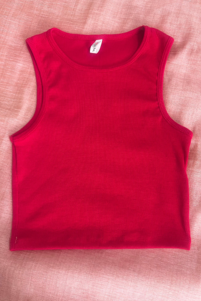 Sleeveless Hosiery Blouse in Hot Pink Colour Round Neck