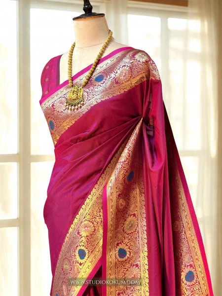 Chanchala - Pink (Fuchsia) Soft Silk Banarasi Saree
