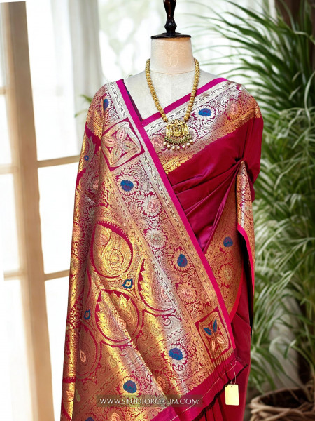 Chanchala - Pink (Fuchsia) Soft Silk Banarasi Saree
