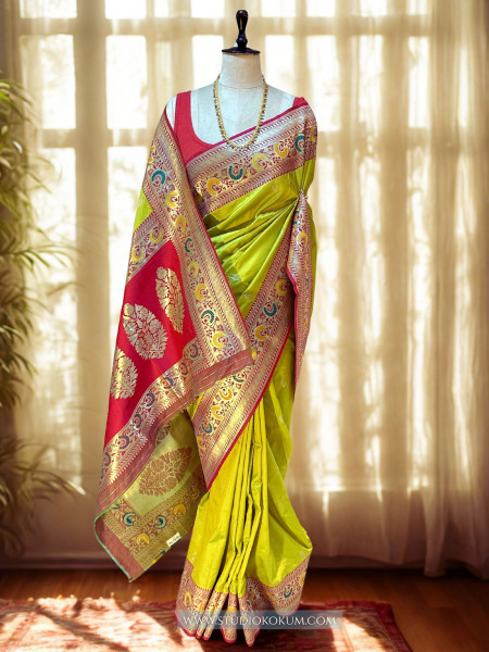 Image of Leela : Green MEENAKARI BANARASI SILK SARI