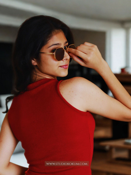 Sleeveless Hosiery Blouse in Maroon Colour Round Neck