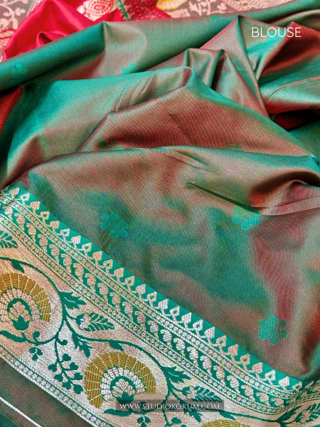 ROOPA: RED MEENAKARI BANARASI SILK SARI
