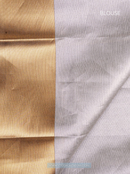 Navya: Golden Silver Tissue Silk Saree