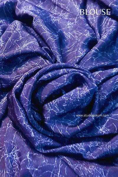 Tamanna : Indigo Colour Block Print Modal Silk Saree