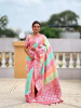 Multicolor Pure Banarasi Silk Rich Zari Weaved Pallu Raani Border Saree
